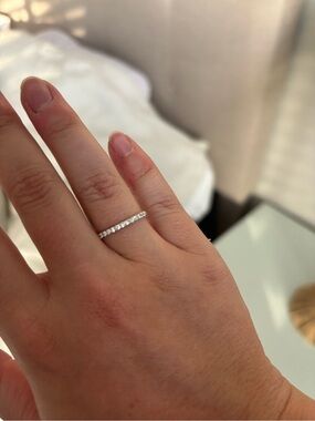 Ring Concierge Thin Pave 14K White Gold Half Eternity Band, Size 7